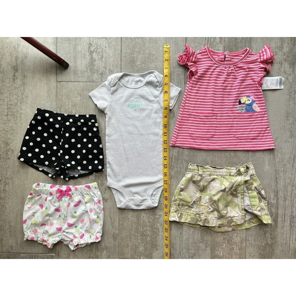 Baby Girl Mix Match 5 Piece Outfit Set Top Skort Shorts Bodysuit Cute Casual 12m